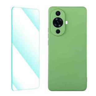 For Huawei Nova 11 ENKAY Liquid Silicone Phone Case with Tempered Glass Film(Light Green)