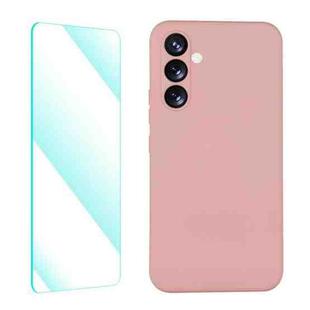 For Samsung Galaxy A54 5G ENKAY Liquid Silicone Phone Case with Tempered Film(Pink)