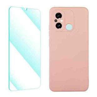 For Xiaomi Poco C55 / Redmi 12C ENKAY Liquid Silicone Phone Case with Tempered Film(Pink)