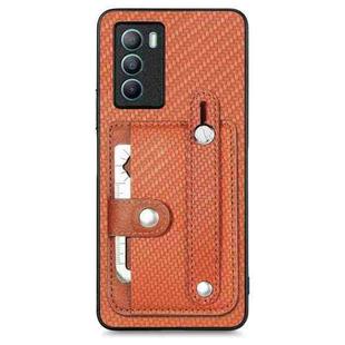 For vivo T1 Wristband Kickstand Card Wallet Back Cover Phone Case with Tool Knife(Brown)