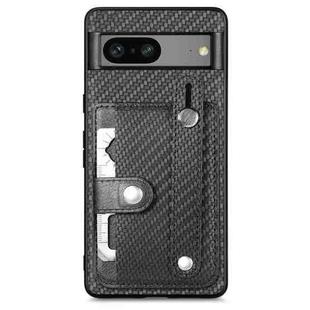 For Google Pixel 7a Wristband Kickstand Card Wallet Back Cover Phone Case with Tool Knife(Black)
