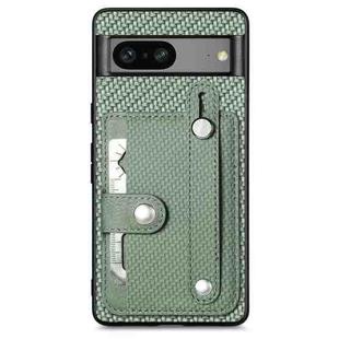 For Google Pixel 7a Wristband Kickstand Card Wallet Back Cover Phone Case with Tool Knife(Green)