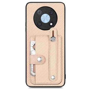 For Huawei Nova Y90 Wristband Kickstand Card Wallet Back Cover Phone Case with Tool Knife(Khaki)