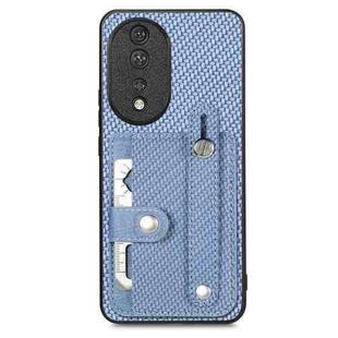 For Honor 80 Wristband Kickstand Card Wallet Back Cover Phone Case with Tool Knife(Blue)