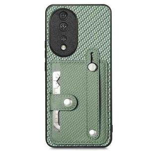 For Honor 80 Wristband Kickstand Card Wallet Back Cover Phone Case with Tool Knife(Green)