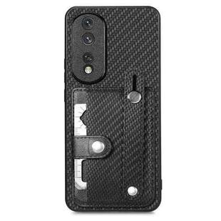 For Honor 80 Pro Wristband Kickstand Card Wallet Back Cover Phone Case with Tool Knife(Black)