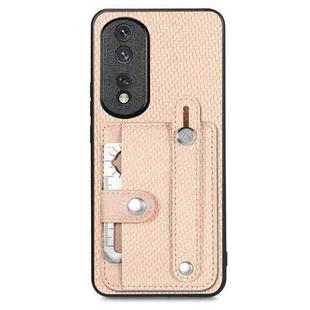 For Honor 80 Pro Wristband Kickstand Card Wallet Back Cover Phone Case with Tool Knife(Khaki)