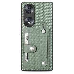 For Honor 70 Wristband Kickstand Card Wallet Back Cover Phone Case with Tool Knife(Green)