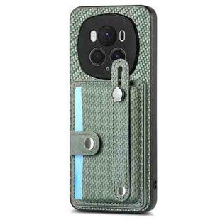 For Honor Magic6 Pro 5G Wristband Kickstand Card Wallet Back Cover Phone Case with Tool Knife(Green)