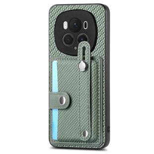 For Honor Magic 6 5G Wristband Kickstand Card Wallet Back Cover Phone Case with Tool Knife(Green)