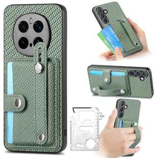 For Honor Magic7 Pro Wristband Kickstand Card Wallet Back Cover Phone Case with Tool Knife(Green)