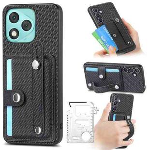 For Honor 400 Lite Global Wristband Kickstand Card Wallet Back Cover Phone Case with Tool Knife(Black)