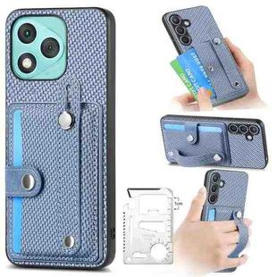 For Honor 400 Lite Global Wristband Kickstand Card Wallet Back Cover Phone Case with Tool Knife(Blue)