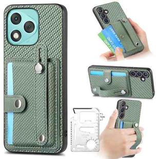 For Honor 400 Lite Global Wristband Kickstand Card Wallet Back Cover Phone Case with Tool Knife(Green)