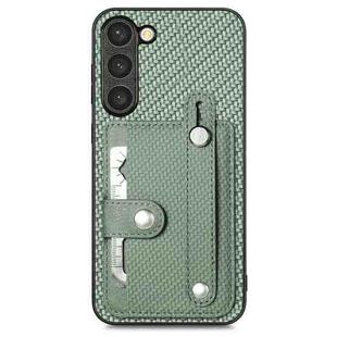 For Samsung Galaxy S21 5G Wristband Kickstand Wallet Back Phone Case with Tool Knife(Green)