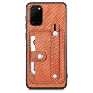 For Samsung Galaxy S20 Wristband Kickstand Wallet Back Phone Case with Tool Knife(Brown)