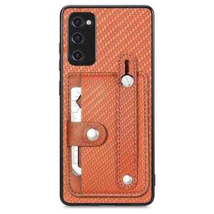 For Samsung Galaxy S20 FE Wristband Kickstand Wallet Back Phone Case with Tool Knife(Brown)