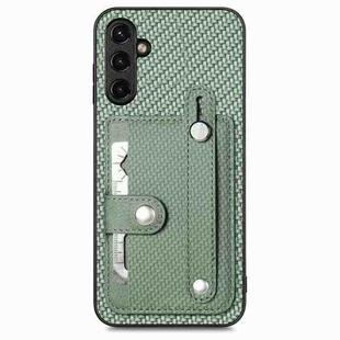 For Samsung Galaxy A14 5G Wristband Kickstand Wallet Back Phone Case with Tool Knife(Green)