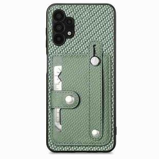 For Samsung Galaxy A32 5G Wristband Kickstand Wallet Back Phone Case with Tool Knife(Green)