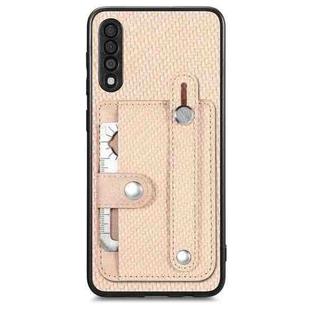 For Samsung Galaxy A50 Wristband Kickstand Wallet Back Phone Case with Tool Knife(Khaki)