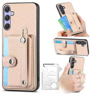 For Samsung Galaxy S25+ 5G Wristband Kickstand Wallet Back Phone Case with Tool Knife(Khaki)