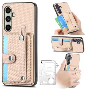 For Samsung Galaxy A36 Wristband Kickstand Wallet Back Phone Case with Tool Knife(Khaki)