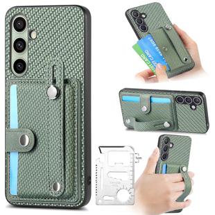 For Samsung Galaxy A56 5G Wristband Kickstand Wallet Back Phone Case with Tool Knife(Green)