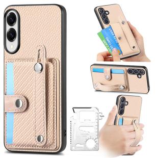 For Samsung Galaxy S25 Edge 5G Wristband Kickstand Wallet Back Phone Case with Tool Knife(Khaki)