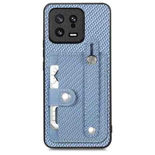 For Xiaomi 13 Wristband Kickstand Wallet Back Phone Case with Tool Knife(Blue)