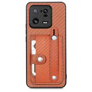 For Xiaomi 13 Pro Wristband Kickstand Wallet Back Phone Case with Tool Knife(Brown)