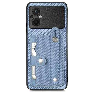 For Xiaomi POCO M5 4G Wristband Kickstand Card Wallet Back Phone Case with Tool Knife(Blue)