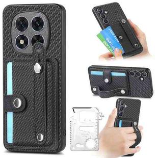 For Redmi Note 14 Pro+ 5G Wristband Kickstand Card Wallet Back Phone Case with Tool Knife(Black)