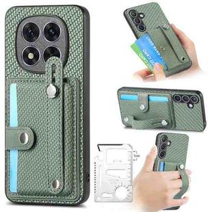 For Redmi Note 14 Pro+ 5G Wristband Kickstand Card Wallet Back Phone Case with Tool Knife(Green)