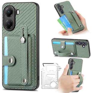 For Redmi Turbo 4 Wristband Kickstand Card Wallet Back Phone Case with Tool Knife(Green)
