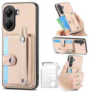 For Xiaomi Poco X7 Pro Wristband Kickstand Card Wallet Back Phone Case with Tool Knife(Khaki)