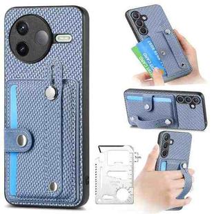 For Redmi K80 / Poco F7 Pro Wristband Kickstand Card Wallet Back Phone Case with Tool Knife(Blue)