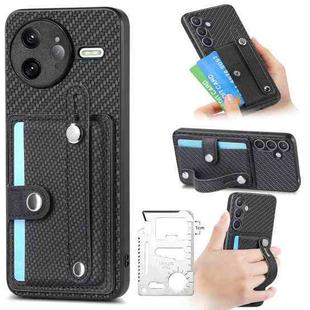 For Redmi K80 Pro / Poco F7 Ultra Wristband Kickstand Card Wallet Back Phone Case with Tool Knife(Black)