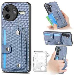 For Redmi K80 Pro / Poco F7 Ultra Wristband Kickstand Card Wallet Back Phone Case with Tool Knife(Blue)