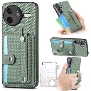 For Redmi K80 Pro / Poco F7 Ultra Wristband Kickstand Card Wallet Back Phone Case with Tool Knife(Green)
