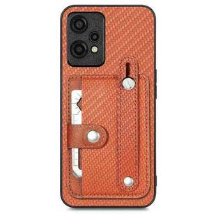 For OnePlus Nord CE2 Lite 5G Wristband Kickstand Wallet Back Phone Case with Tool Knife(Brown)