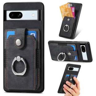 For Google Pixel 7A Retro Skin-feel Ring Card Wallet Phone Case(Black)