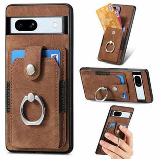 For Google Pixel 7A Retro Skin-feel Ring Card Wallet Phone Case(Brown)