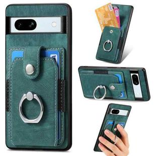 For Google Pixel 7A Retro Skin-feel Ring Card Wallet Phone Case(Green)