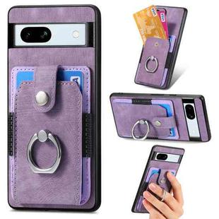 For Google Pixel 7A Retro Skin-feel Ring Card Wallet Phone Case(Purple)