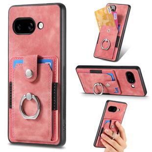 For Google Pixel 9a Retro Skin-feel Ring Card Wallet Phone Case(Pink)