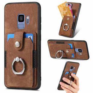 For Samsung Galaxy S9 Retro Skin-feel Ring Card Wallet Phone Case(Brown)