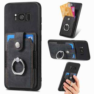For Samsung Galaxy S8+ Retro Skin-feel Ring Card Wallet Phone Case(Black)