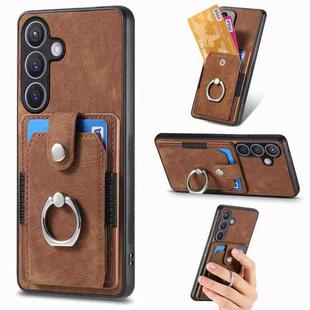 For Samsung Galaxy S24+ 5G Retro Skin-feel Ring Card Wallet Phone Case(Brown)