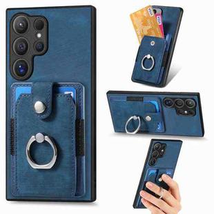 For Samsung Galaxy S24 Ultra 5G Retro Skin-feel Ring Card Wallet Phone Case(Blue)