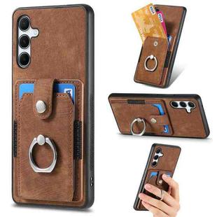 For Sumsung Galaxy A55 5G Retro Skin-feel Ring Card Wallet Phone Case(Brown)